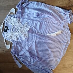 COCO COLETTE S STRIPE COLD SHOULDER BLOUSE